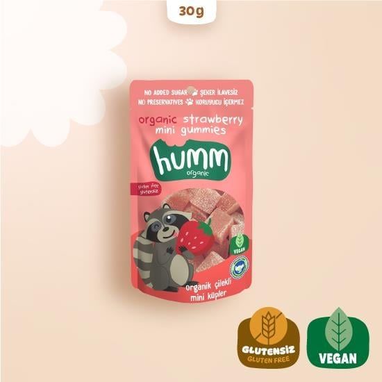 Humm Organik Çilekli Vegan Mini Küpler 30gr