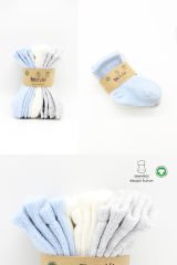 Bistyle Basic 6lı Penye Düz Soket Çorap BS6002 Mavi Ekru