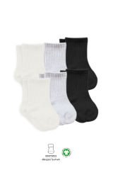 Bistyle Basic 6lı Penye Düz Soket Çorap BS6002 Ekru Gri Siyah