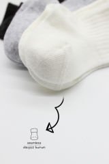 Bistyle Basic 6lı Penye Düz Soket Çorap BS6002 Ekru Gri Siyah