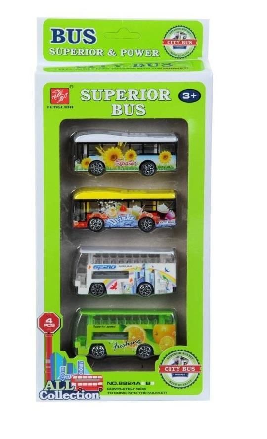 Mini 4'lü Otobüs Seti 7 Cm - 8824A
