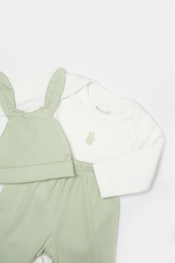 Bibaby Biorganic Bunny 3'Lü Bebek Takım 73326 Yeşil
