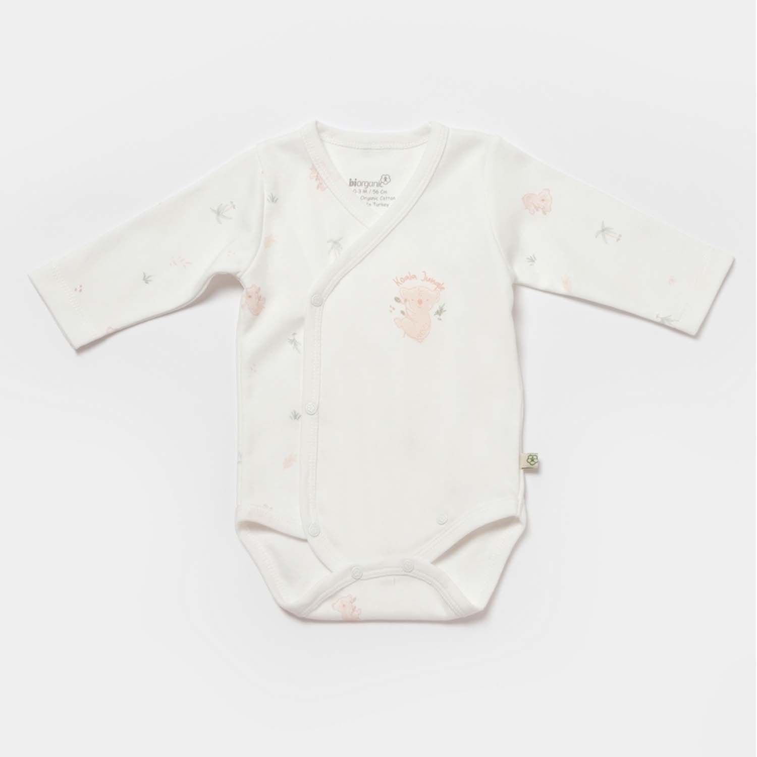 Bibaby Biorganic Koala Jungle Uzun Kol Kruvaze Body 56971 Pembe