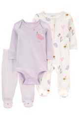 Carter's Kız Bebek Tulum Body Pantolon Set 3'lü Paket 1R038710 Renkli