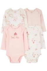 Carter's Kız Bebek Uzun Kollu Body Set 4'lü Paket 1R353310 Renkli