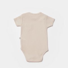 Bibaby Biorganic Waffle Smile Kısa Kol Bebek Body 56987 Bej