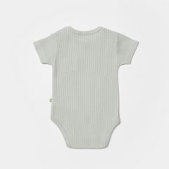 Bibaby Biorganic Waffle Smile Kısa Kol Bebek Body 56987 Mint