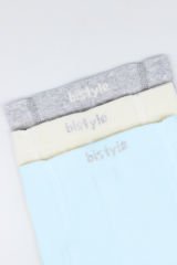 Bistyle 3lü Penye Külotlu Çorap BS3100 Mavi Ekru
