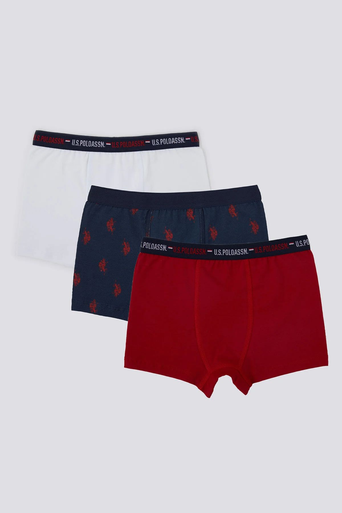 U.S Polo Erkek Çocuk Boxer 3'Lü Takım 1374 Kırmızı