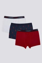U.S Polo Erkek Çocuk Boxer 3'Lü Takım 1374 Kırmızı