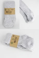 Bistyle Basic Penye Tekli Külotlu Çorap BS1000 Gri Melanj