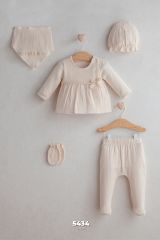Tongs Baby Ceremony Girl 5'Li Zıbın Seti 5434 Ekru