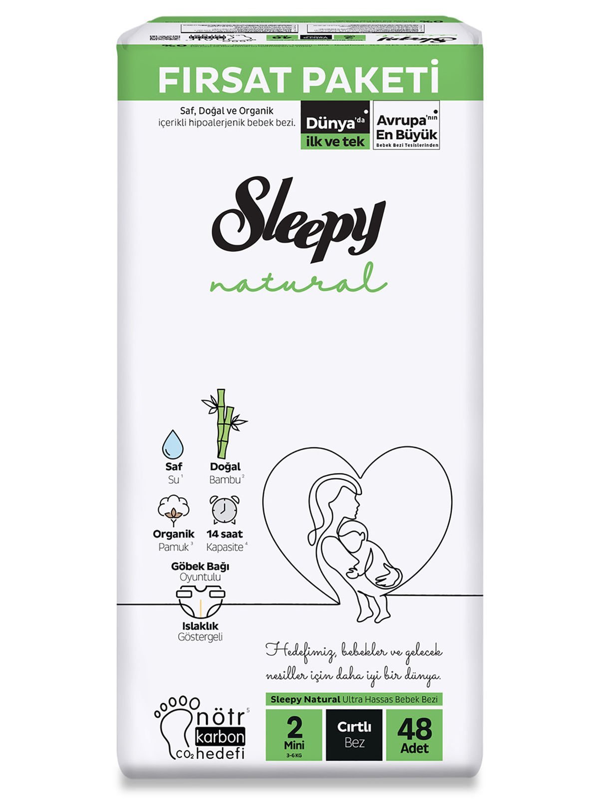 Sleepy Natural Bebek Bezi 2'Li Fırsat Paketi 2 Beden 48 Adet