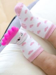 BabyJem Silikon Diş Kaşıyıcılı Havlu Bebek Çorap Pembe