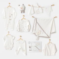Andywawa AC25561 Newborn Set Tinny Ships 10'Lu Hastane Çıkışı Ekru