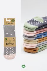 Bistyle Tekli Puan Kaymaz Havlu Külotlu Çorap BS50502 Gri