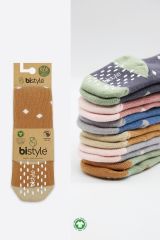 Bistyle Tekli Puan Kaymaz Havlu Külotlu Çorap BS50502 Hardal