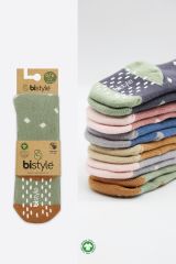 Bistyle Tekli Puan Kaymaz Havlu Külotlu Çorap BS50502 Nil