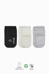 Bistyle Organik 3lü Basic Kaymaz Soket Çorap BS3003 Siyah