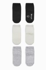 Bistyle Basic Kaymaz Penye Soket Çorap 3'Lü BS10107 Siyah Ekru Gri