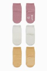Bistyle Basic Kaymaz Penye Soket Çorap 3'Lü BS10107 Pudra Ekru Somon
