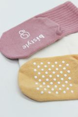 Bistyle Basic Kaymaz Penye Soket Çorap 3'Lü BS10107 Pudra Ekru Somon