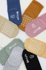 Bistyle Basic Kaymaz Penye Soket Çorap 3'Lü BS10107 Pudra Ekru Somon