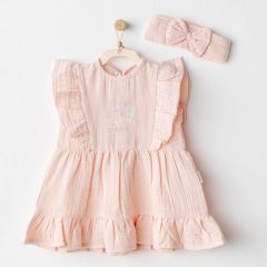 Andywawa AC25521 Love Family Müslin Bebek Elbise Takım Salmon