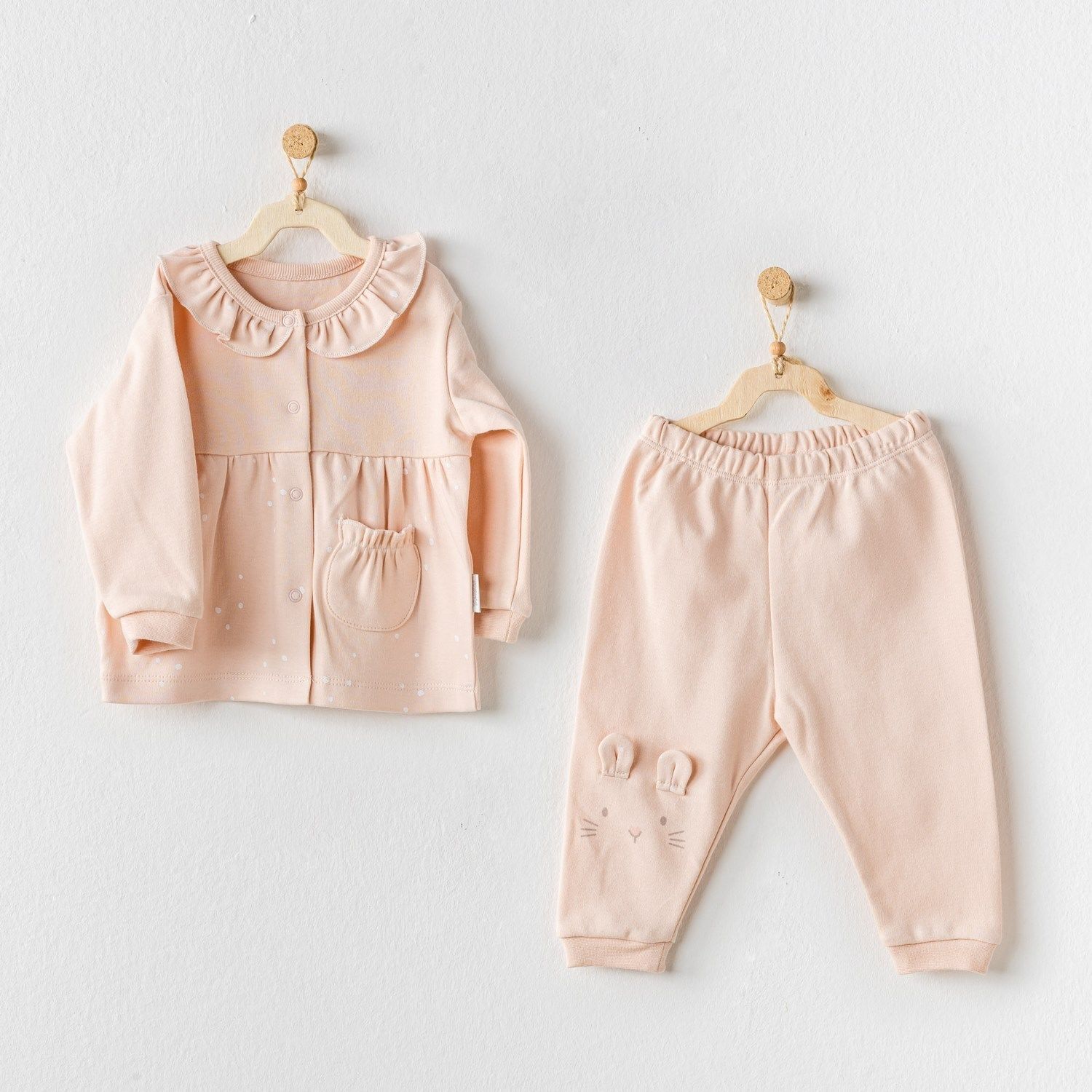 Andywawa AC24116 Cute Bunnies Be Sking 2li Bebe Takım Pink