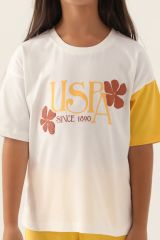 U.S. Polo Kız Çocuk Pijama Takım 1809 Krem