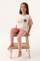 U.S. Polo Kız Çocuk Pijama Takım 1809 Bej