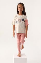 U.S. Polo Kız Çocuk Pijama Takım 1809 Bej