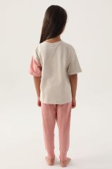 U.S. Polo Kız Çocuk Pijama Takım 1809 Bej