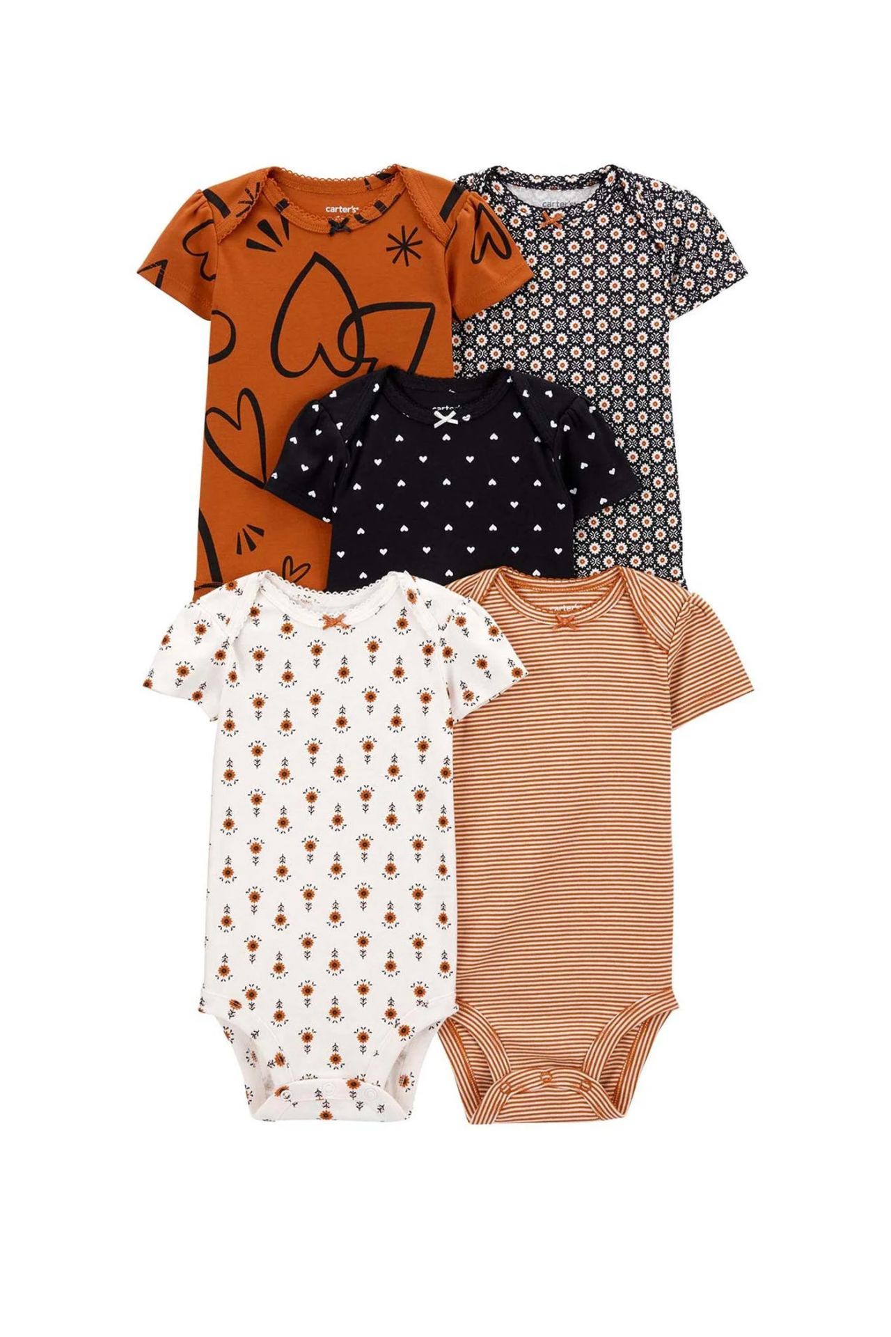 Carter's Layette Kız Bebek 5'Li Kısa Kol Body 1Q124810 Karışık Renkli