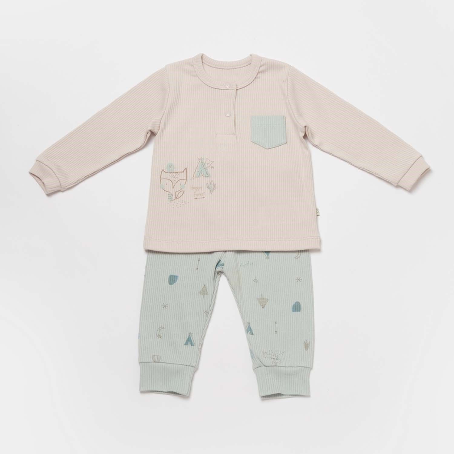 Bibaby Biorganic Modal Happy Forest 2'Li Takım 59781 Bej-Mint