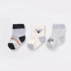 Bibaby Biorganic Koala Erkek 3'Lü Çorap 68449 Gri