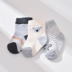 Bibaby Biorganic Koala Erkek 3'Lü Çorap 68449 Gri