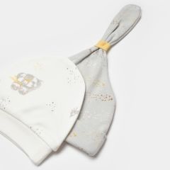 Bibaby Biorganic Penguin Club 2'Li Şapka 72237 Ekru Gri