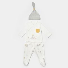 Bibaby Biorganic Penguin Club 3'Lü Bebek Set 73336 Ekru Gri