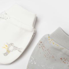 Bibaby Biorganic Penguin 2'Li Bebek Eldiven 72238 Ekru Gri
