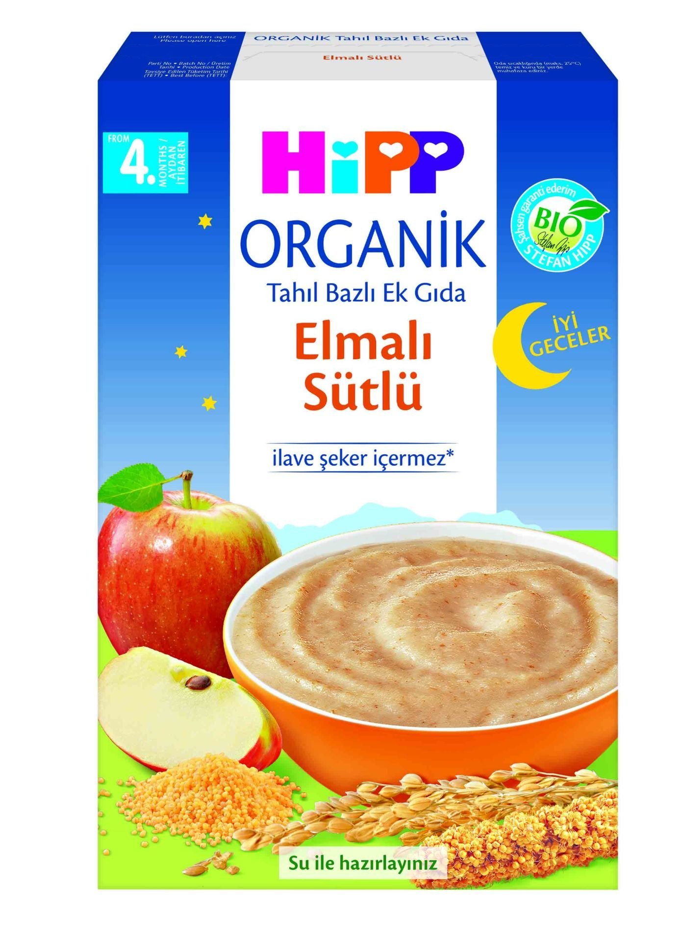 Hipp Organik İyi Geceler Elmalı Sütlü Tahıl Bazlı Ek Gıda 250gr