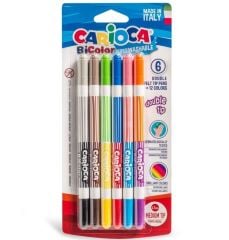 Carioca Bicolor Süper Yıkanabilir Çift Uçlu Keçeli Boya Kalemi 6Lı 12 Renk