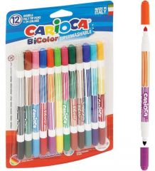 Carioca Bicolor Süper Yıkanabilir Çift Uçlu Keçeli Boya Kalemi 12Li 24 Renk