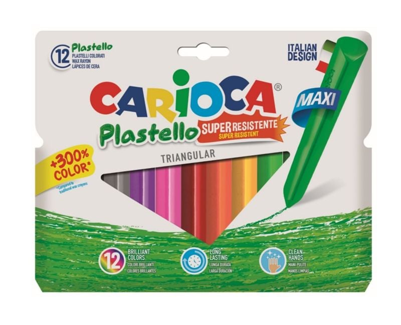 Carioca Jumbo Üçgen Elleri Kirletmeyen Yıkanabilir Pastel Boya Kalemi 12li