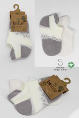 Bistyle 2'Li Penye Sneakers Çorap BS20105 Ekru Gri