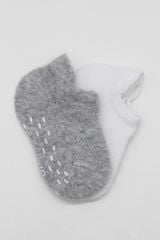 Bistyle 2'Li Sneakers Kaymaz Basic Penye Çorap BS20103 Gri Beyaz