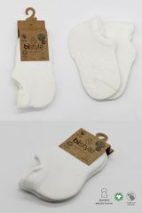 Bistyle 2'Li Sneakers Kaymaz Basic Penye Çorap BS20103 Ekru Ekru