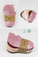 Bistyle 6'Lı Sneakers Kaymaz Penye Çorap BS20102 Gül Kurusu