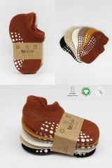 Bistyle 6'Lı Sneakers Kaymaz Penye Çorap BS20102 Toprak