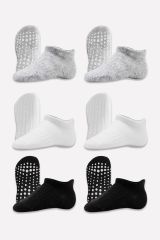 Bistyle 6'Lı Sneakers Kaymaz Penye Çorap BS20102 Gri Beyaz Siyah